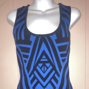 Blue and black striped dress